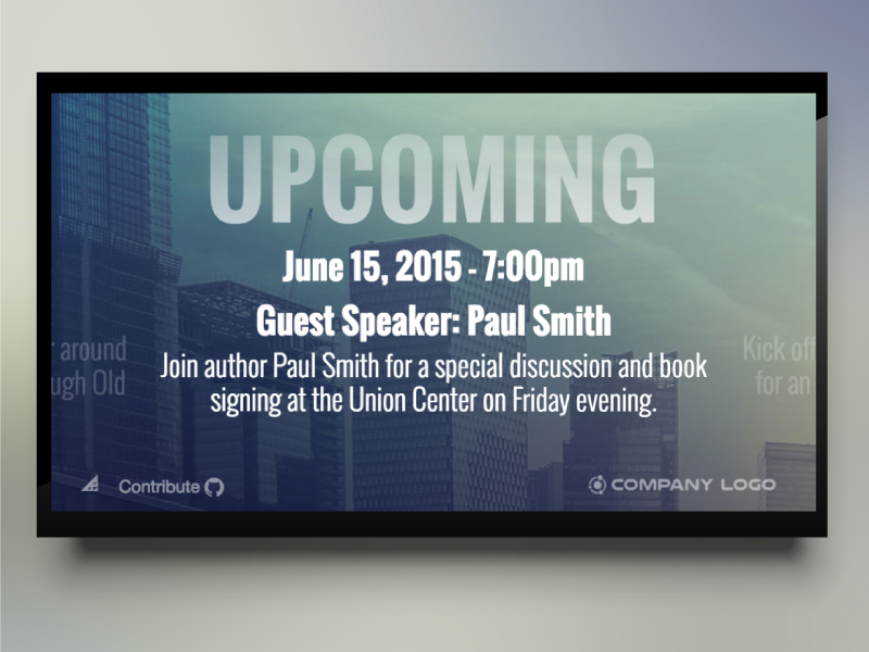 Digital signage events template.