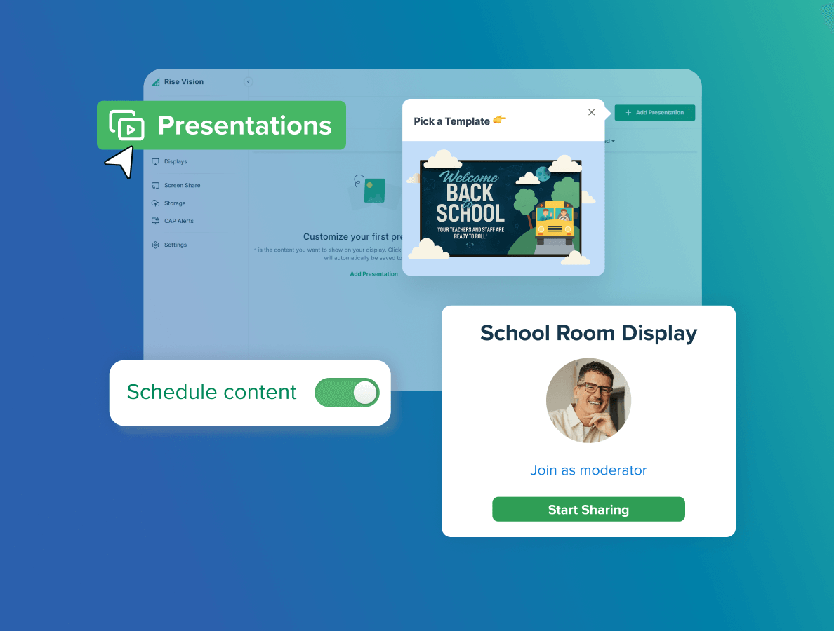 UX graphic showing school-branded template customization