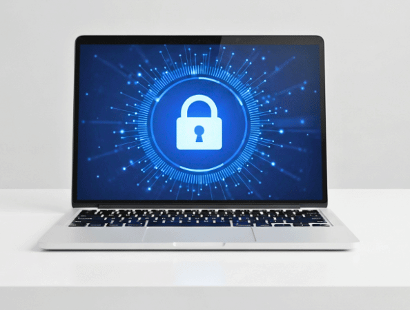 Laptop with a lock icon showing on the screen