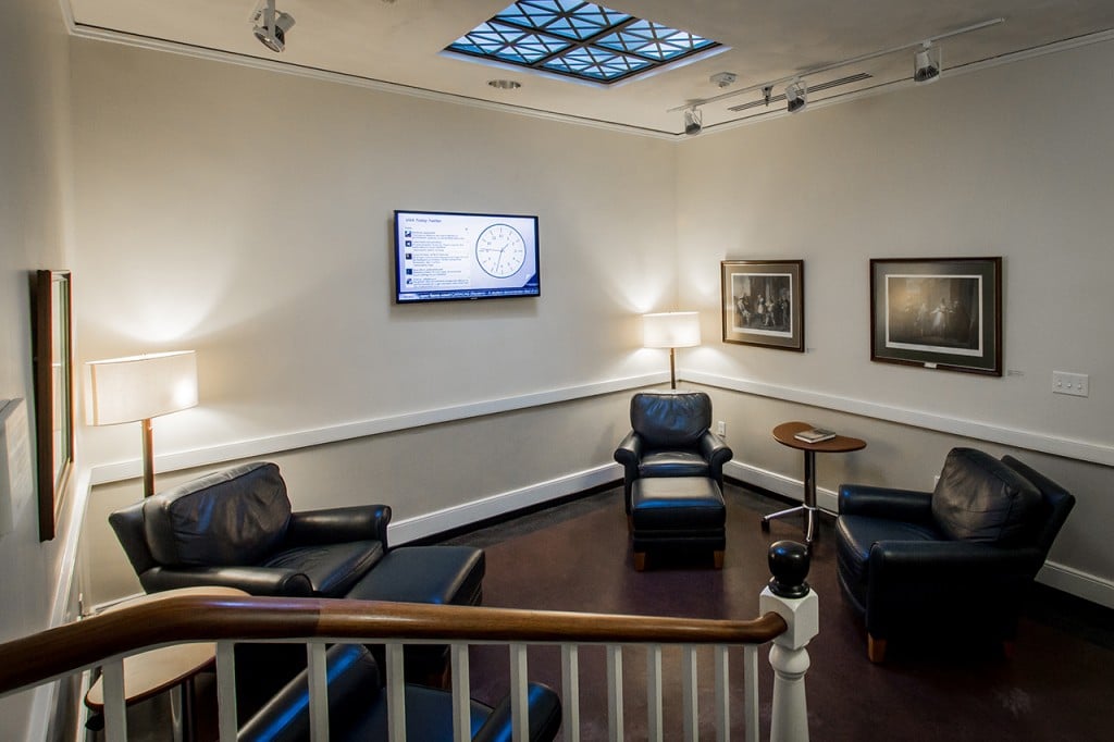 Washington and Lee University digital signage in study lounge