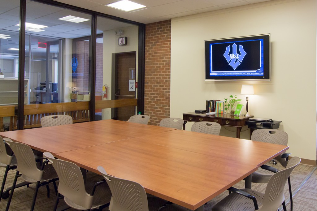 Washington and Lee University digital signage in study lounge