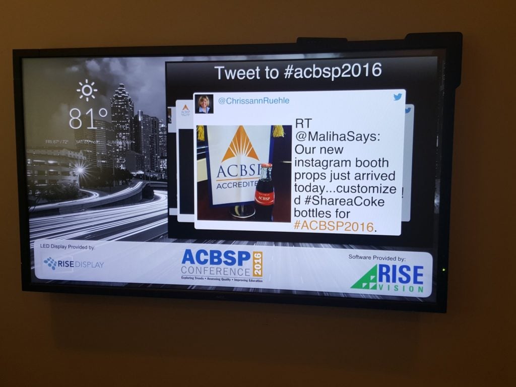 Rise Vision running acbsp conference digital signage