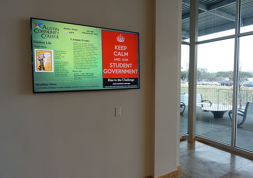 digital signage at austin community college