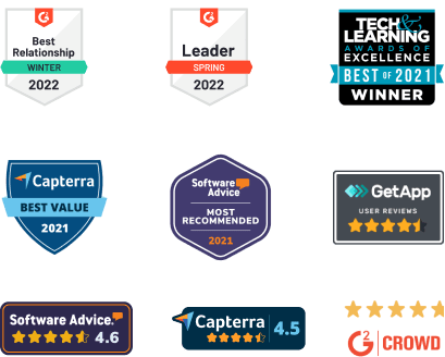 G2 and Capterra digital signage award badges