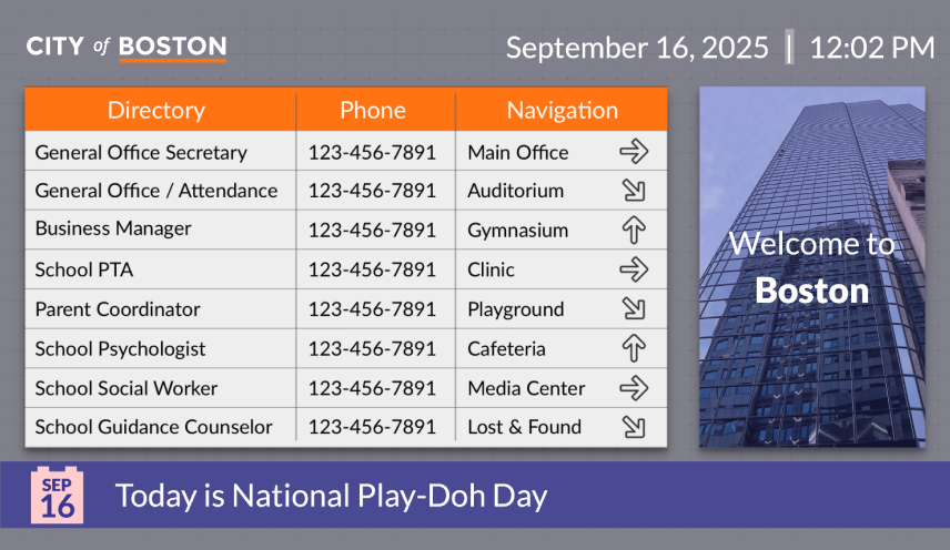 Rise Vision digital signage template for municipalities
