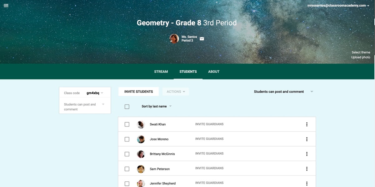 google classroom screenshot