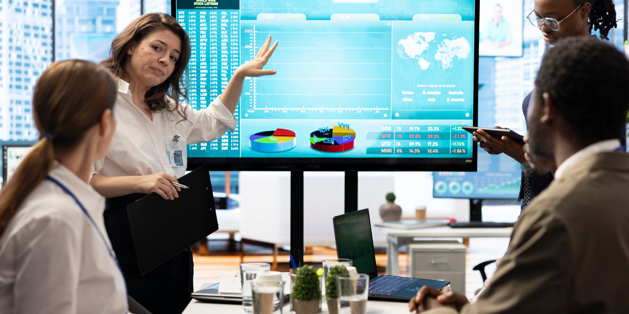 corporate team discussing strategies