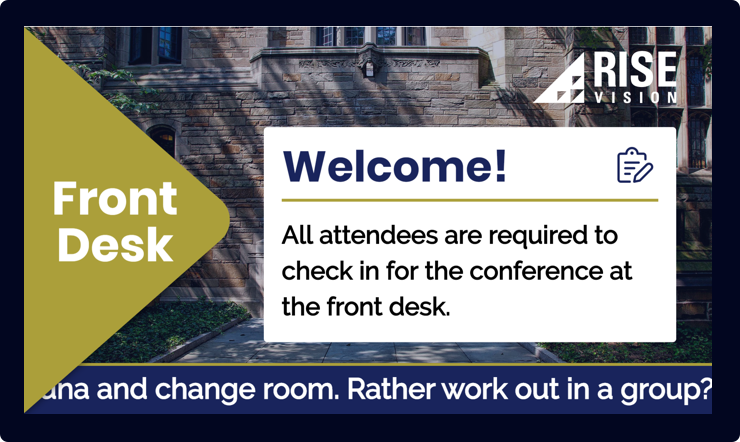 Hotel events and conferences digital signage.