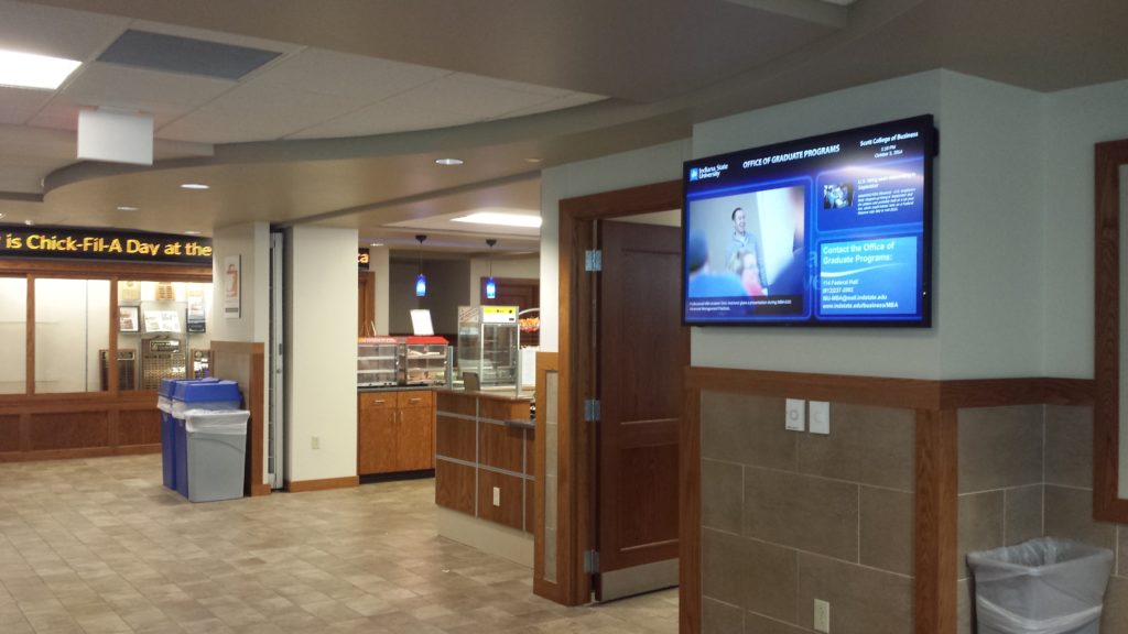 indiana state university digital signage in hallway