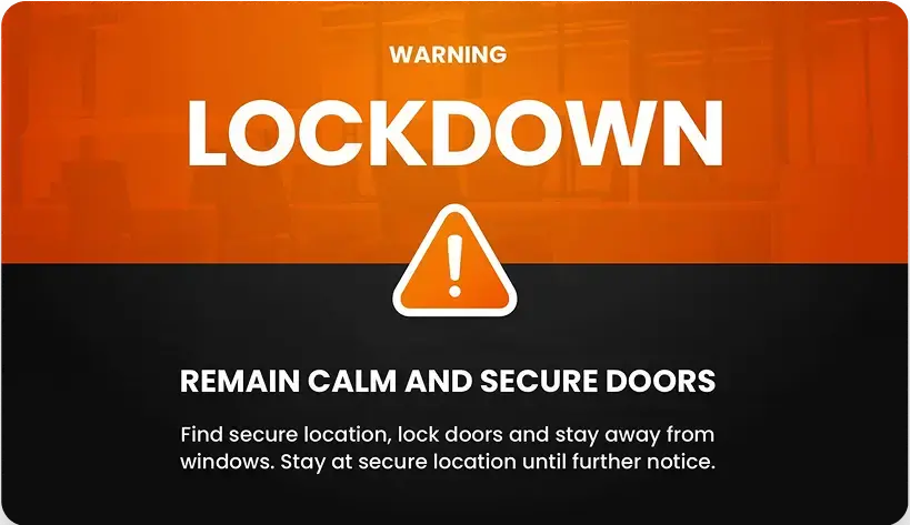 Rise Vision digital signage template for lockdown protocol and safety