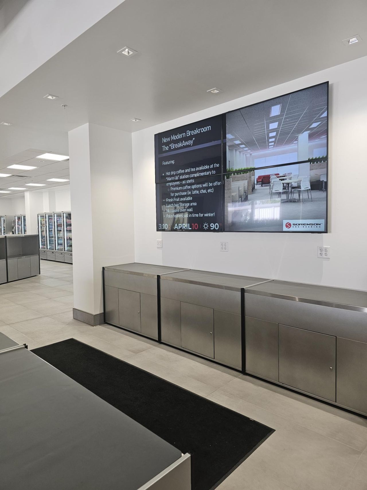 A manufacturing company lobby with Rise Vision digital signage