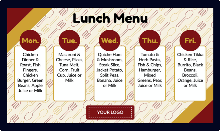 Menu Boards Digital Signage Higer Education