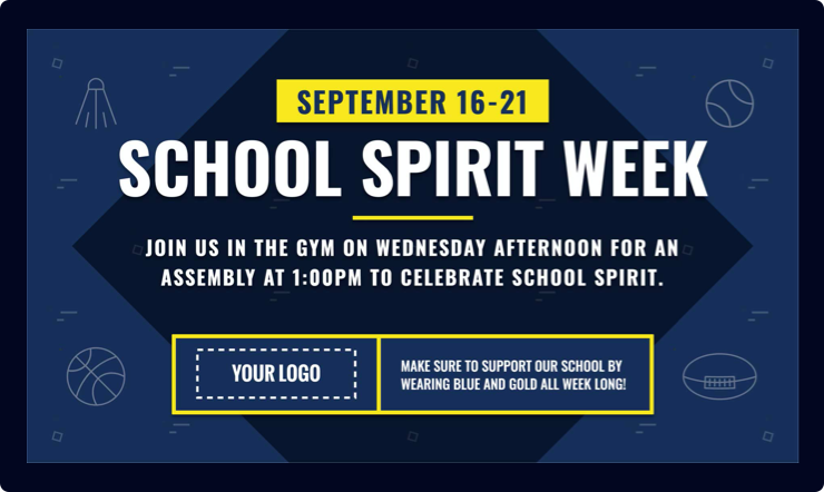School Spirit Week Template Digital Signage