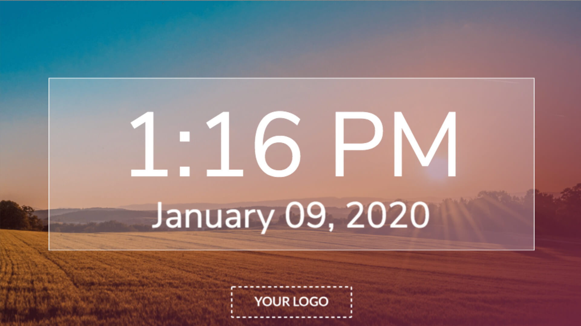Fullscreen Time and Date Digital Signage Template