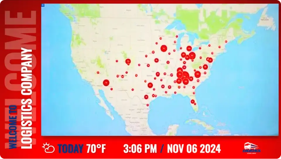 Rise Vision digital signage template for transportation and logistics companies