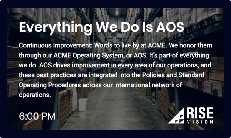 Warehouse Company Values And Culture Sign